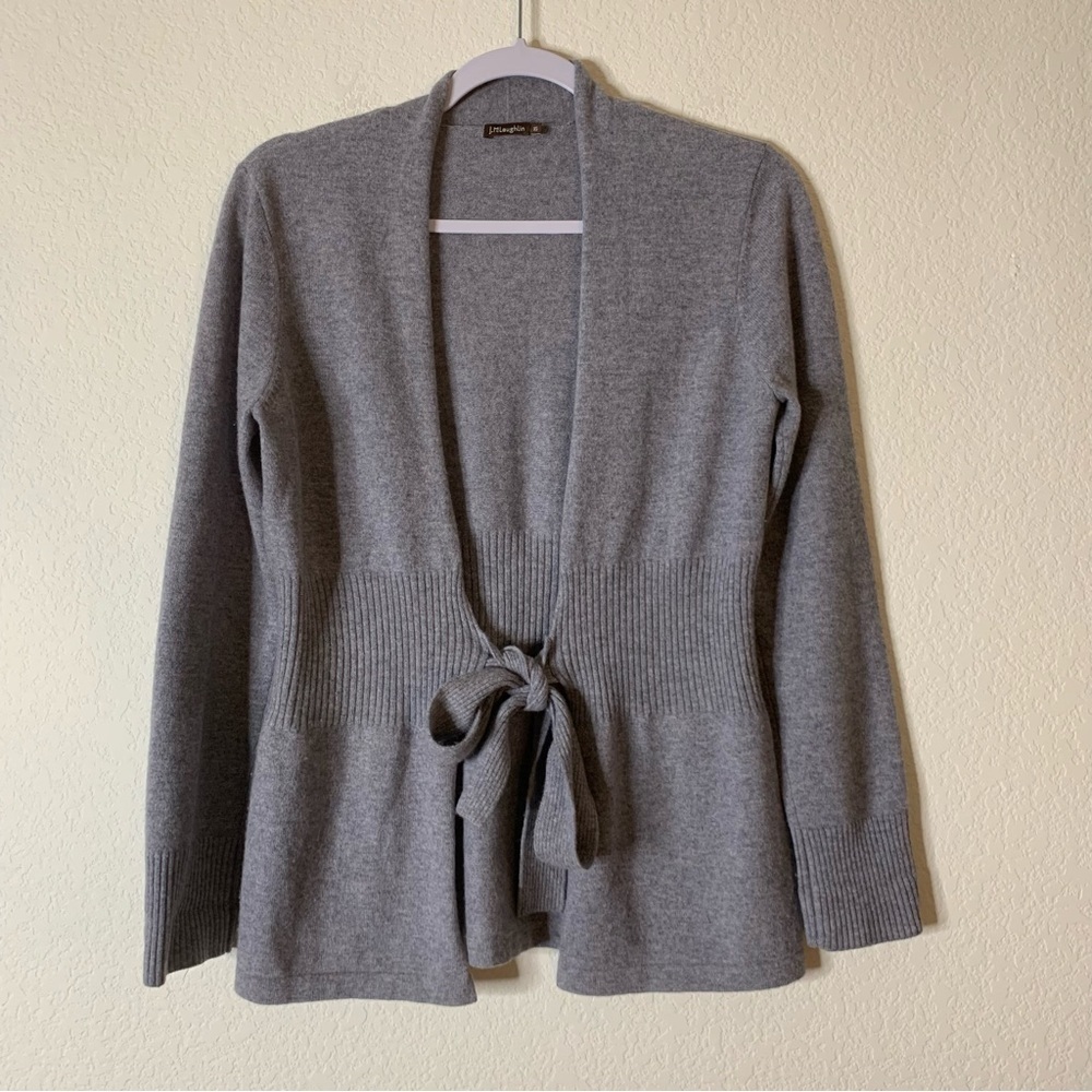 J.McLaughlin Womens gray 100% cashmere tie front cardigan XS